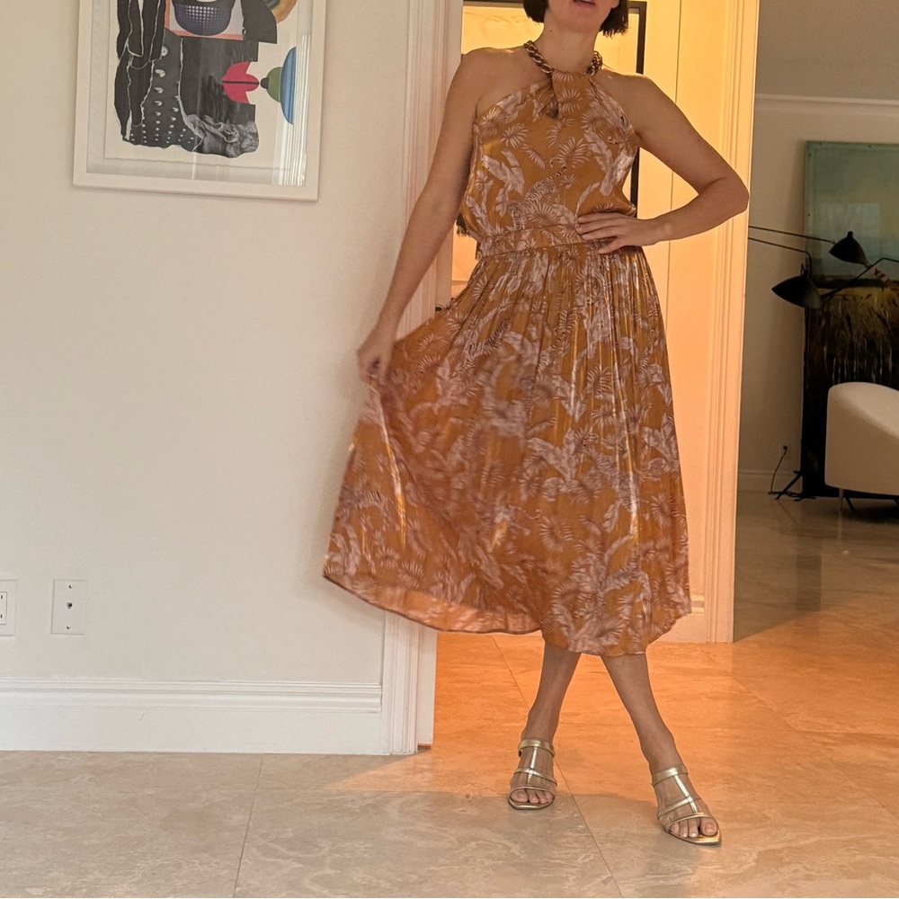 Bailey 44 Orange Tropical tiger Print Halter Top and Skirt